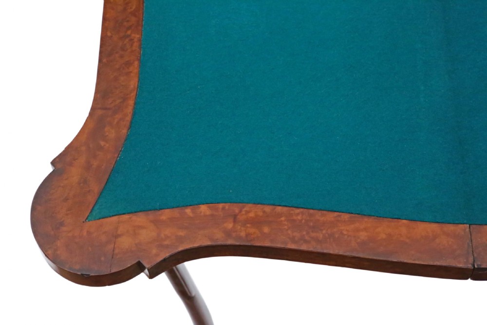 C1920 burr walnut folding card table View VII