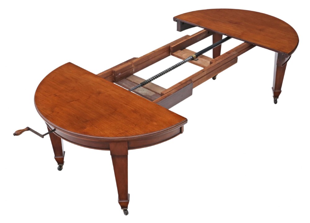 Victorian mahogany wind out extending D end dining table View X