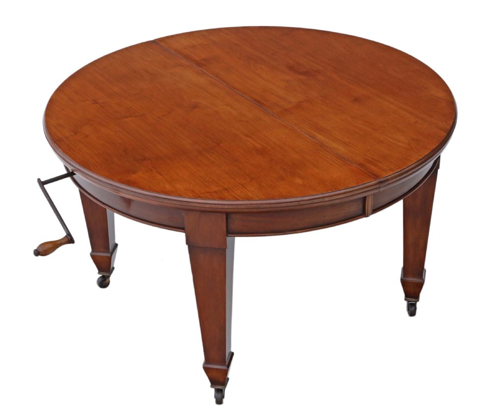 Victorian mahogany wind out extending D end dining table View XI
