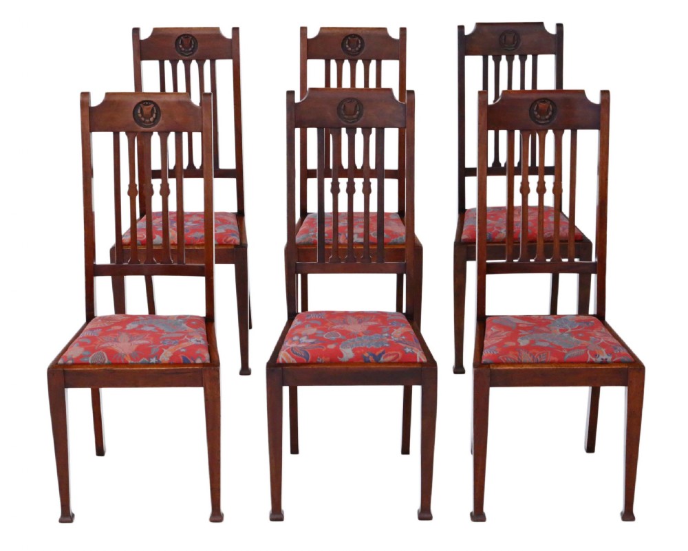 Set of 6 mahogany dining chairs Art Nouveau