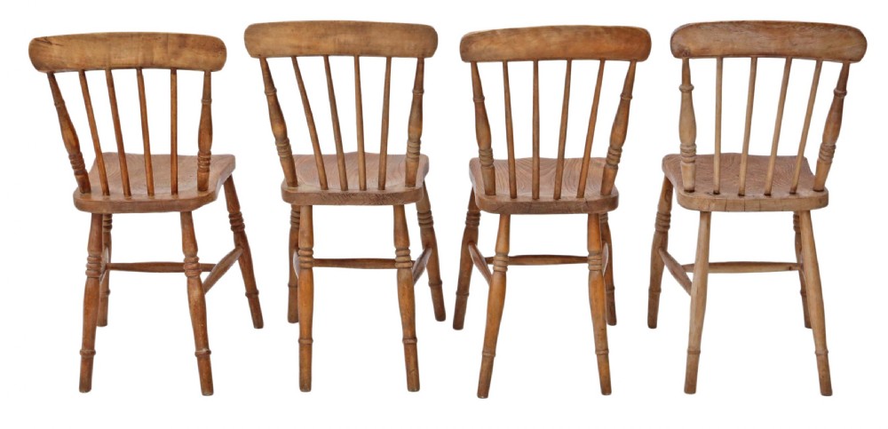 Set of 4 Victorian ash & elm dining chairs View II