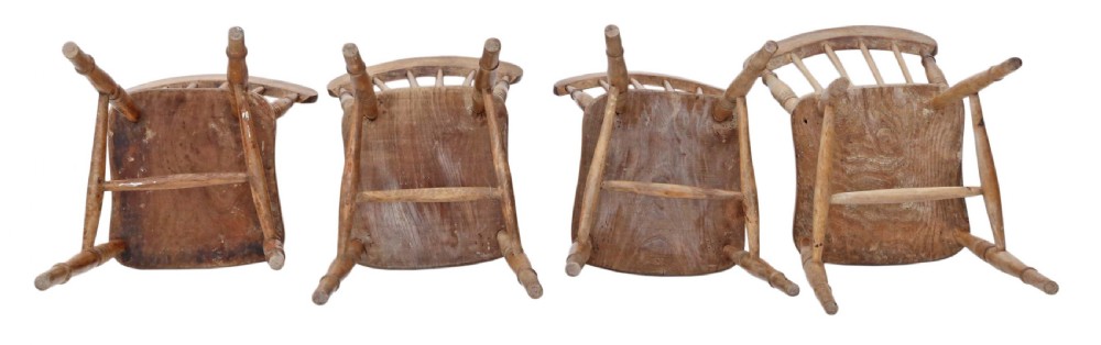 Set of 4 Victorian ash & elm dining chairs View III