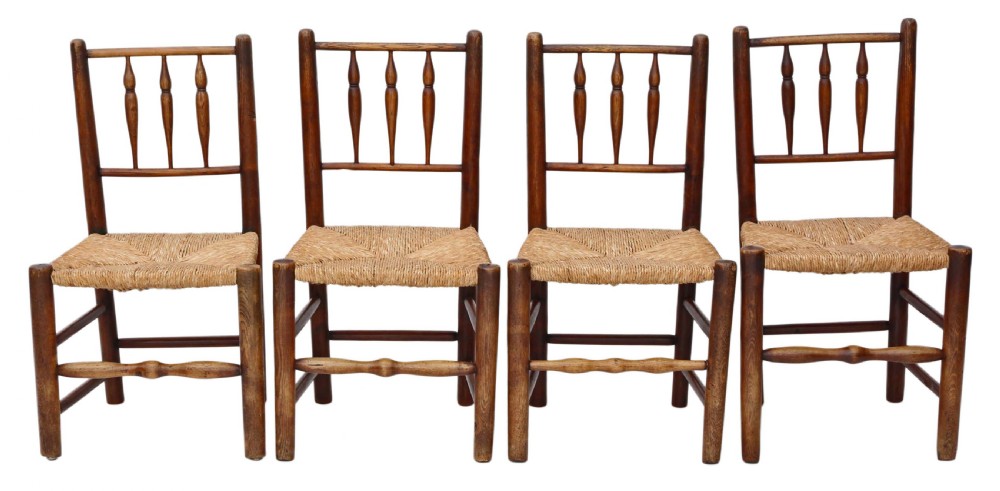Set of 4 Georgian elm dining chairs