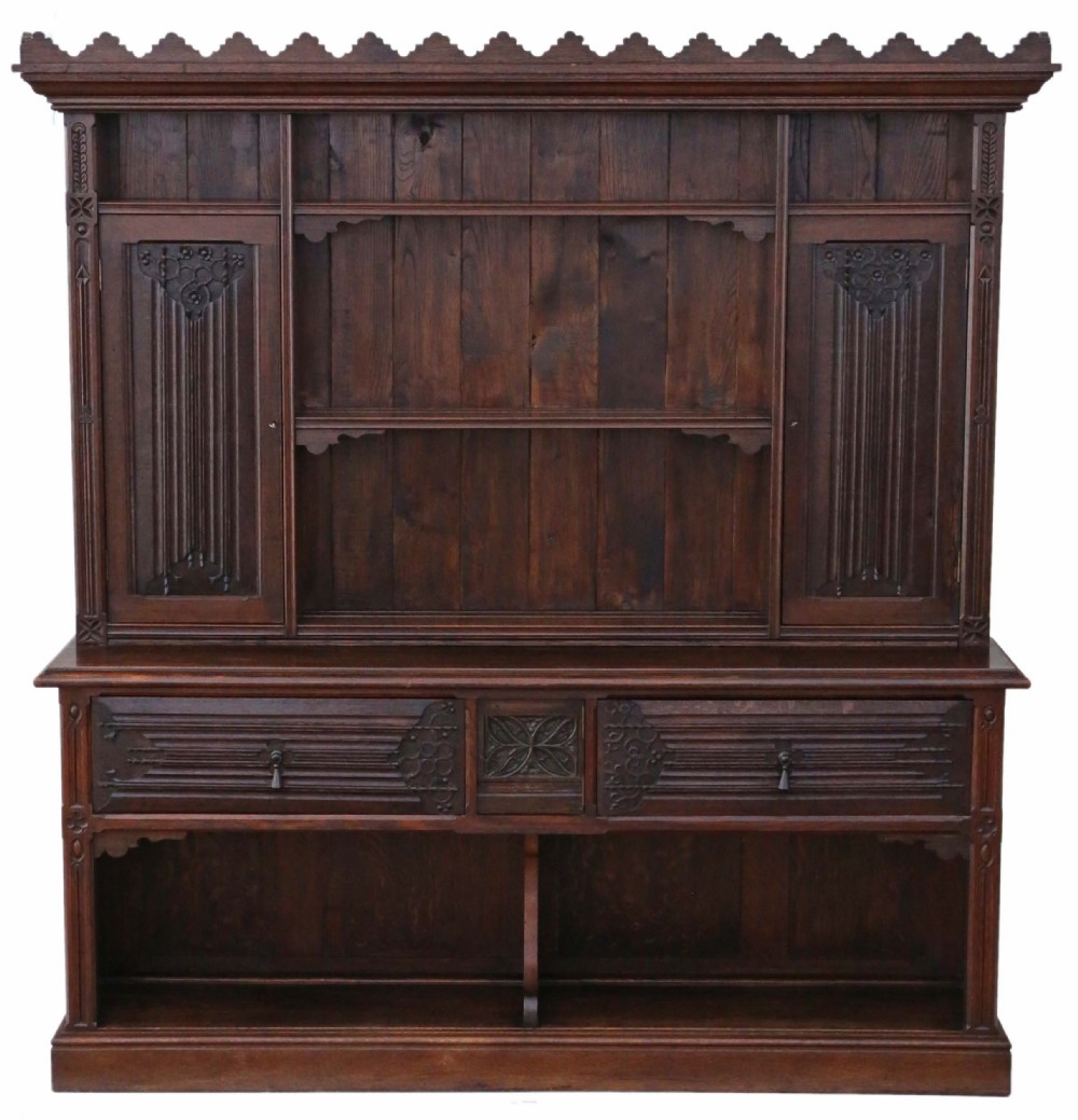 Victorian Gothic carved oak sideboard