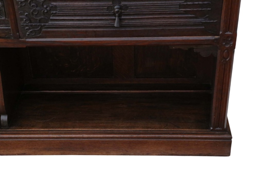 Victorian Gothic carved oak sideboard View V