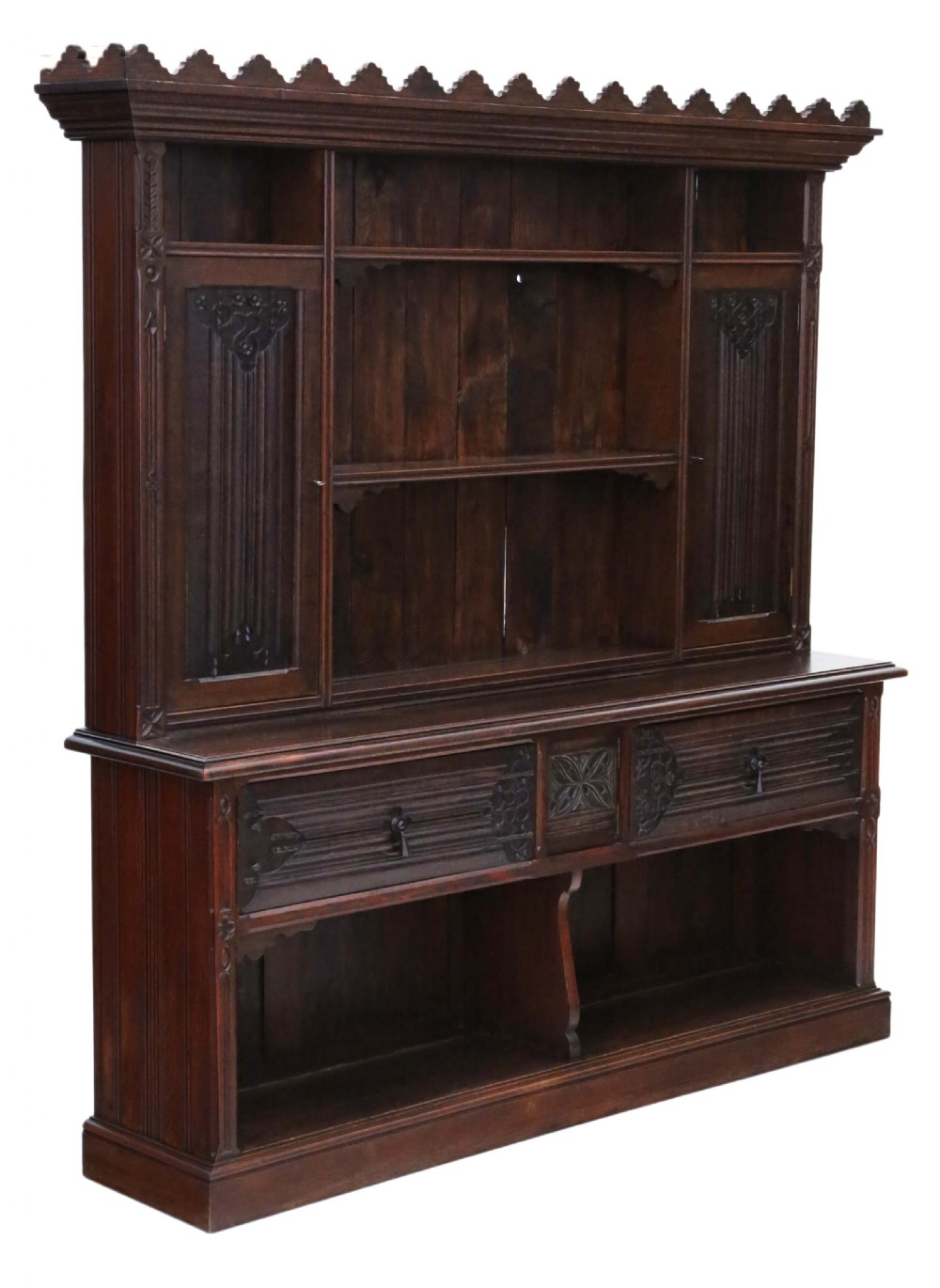 Victorian Gothic carved oak sideboard View IX