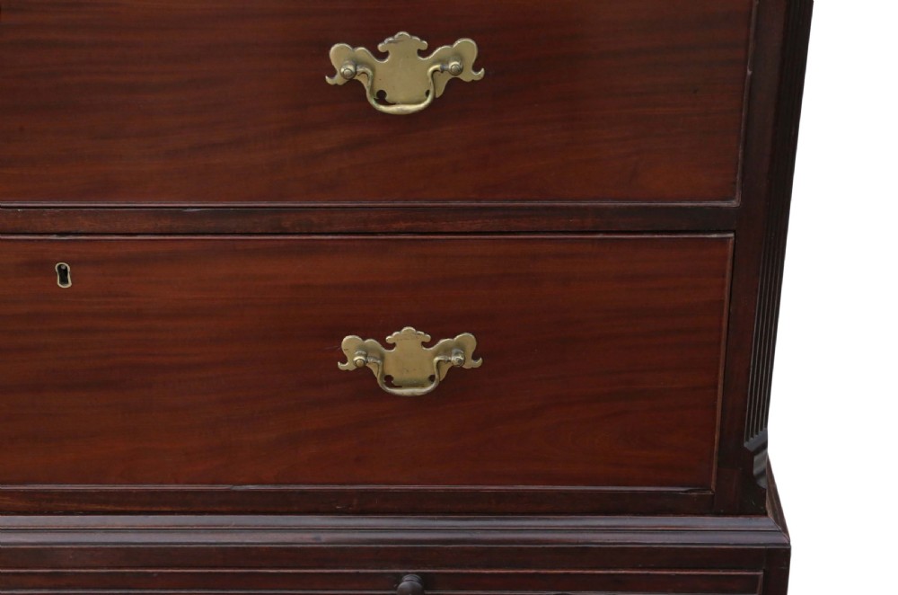 Georgian flame mahogany tallboy chest on chest of drawers View II