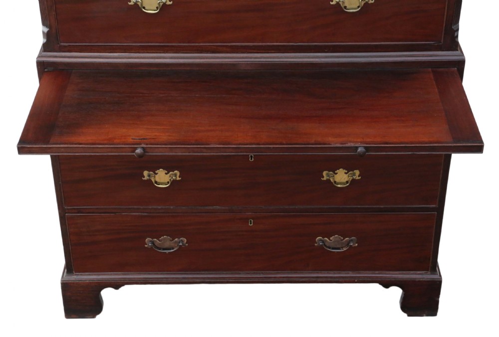 Georgian flame mahogany tallboy chest on chest of drawers View V