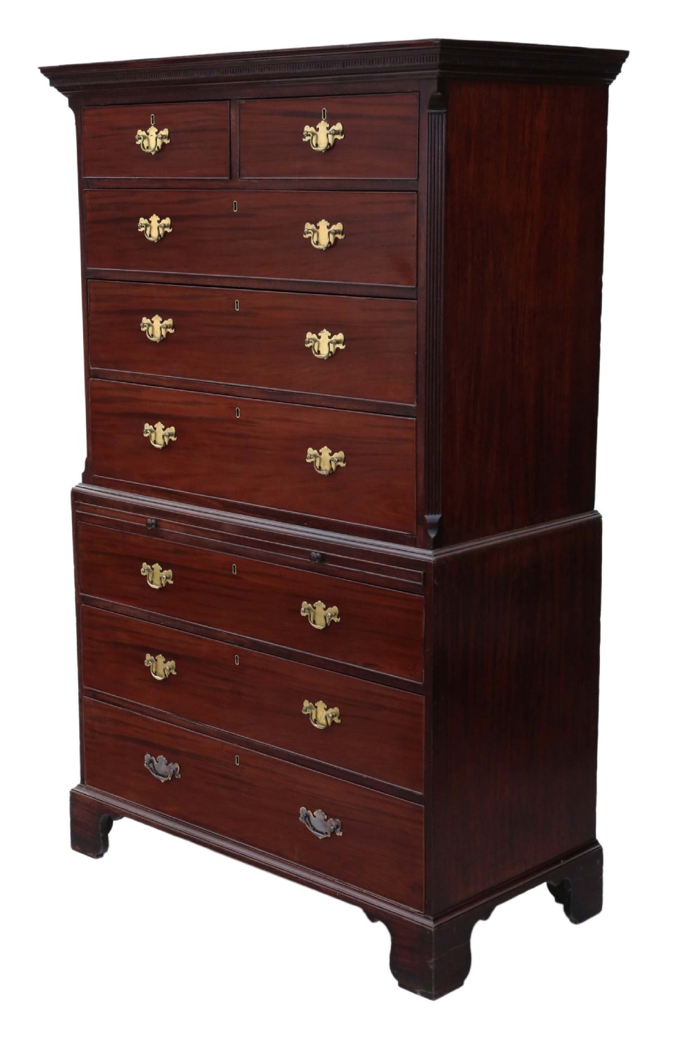 Georgian flame mahogany tallboy chest on chest of drawers View VI