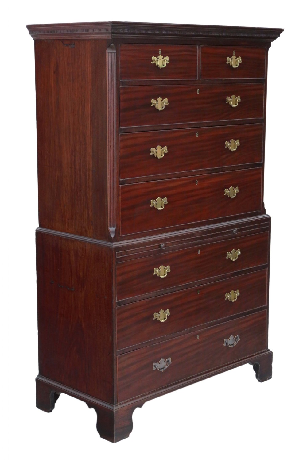 Georgian flame mahogany tallboy chest on chest of drawers View VII