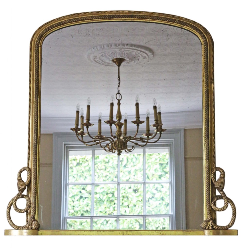 Victorian gilt wall mirror overmantle