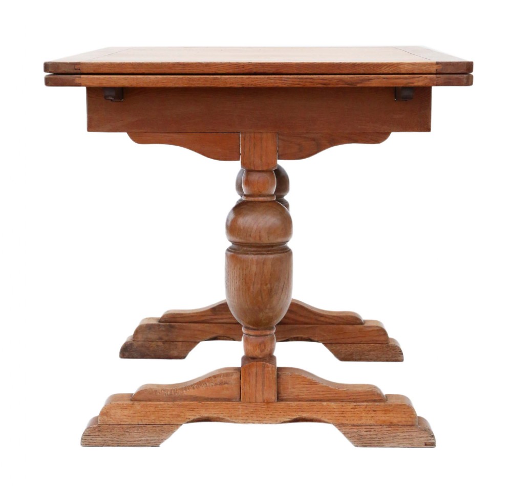 Mid oak drawer leaf extending refectory dining table View IV