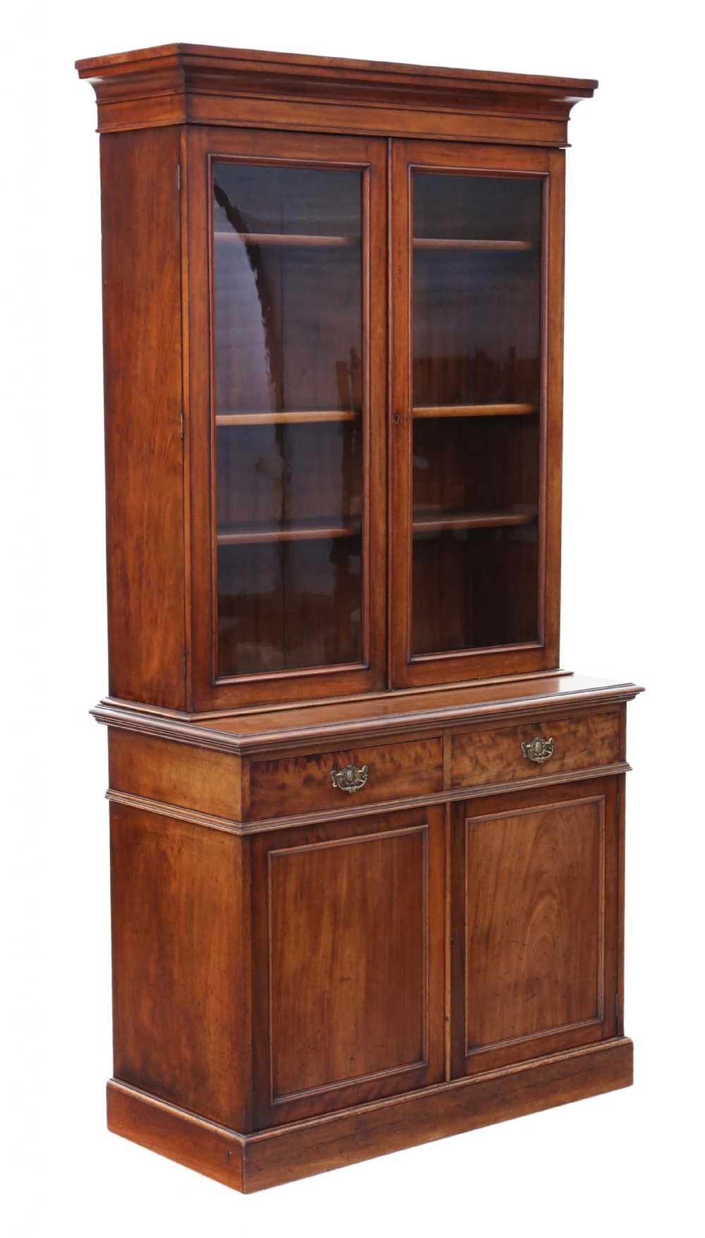 Victorian mahogany glazed bookcase cupboard display cabinet