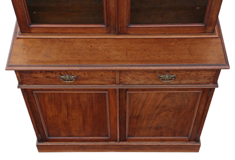 Victorian mahogany glazed bookcase cupboard display cabinet View VIII