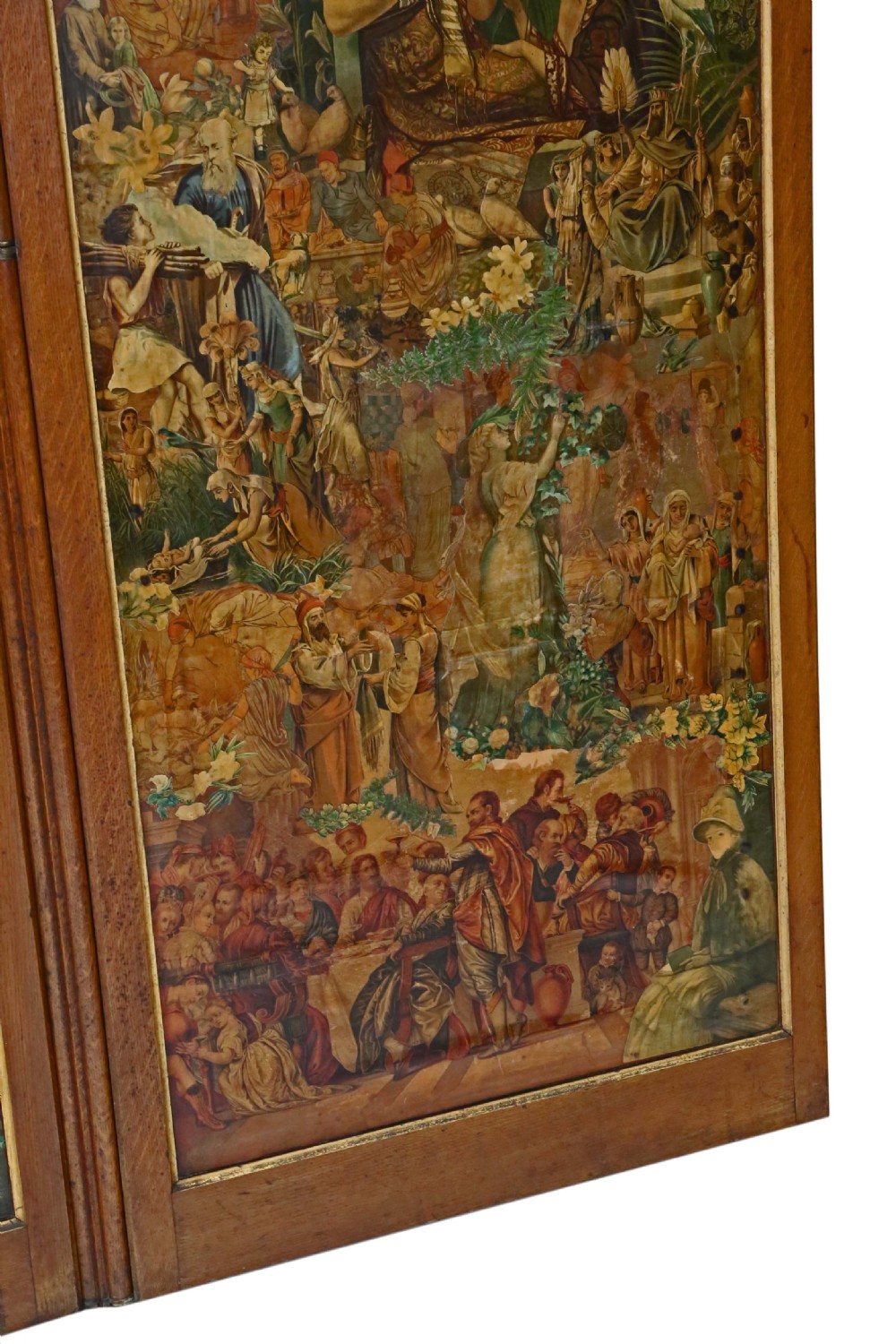 Victorian oak decoupage dressing screen View VII