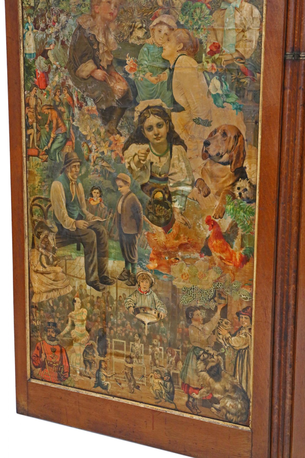 Victorian oak decoupage dressing screen View X