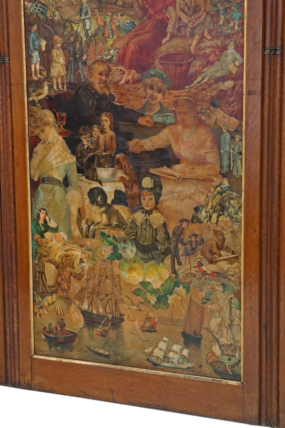 Victorian oak decoupage dressing screen View XII