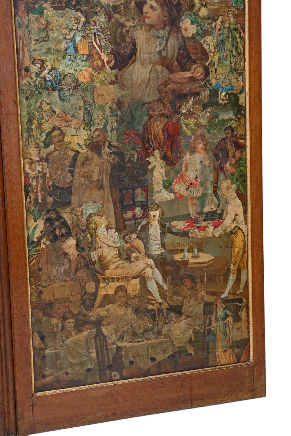 Victorian oak decoupage dressing screen View XIV