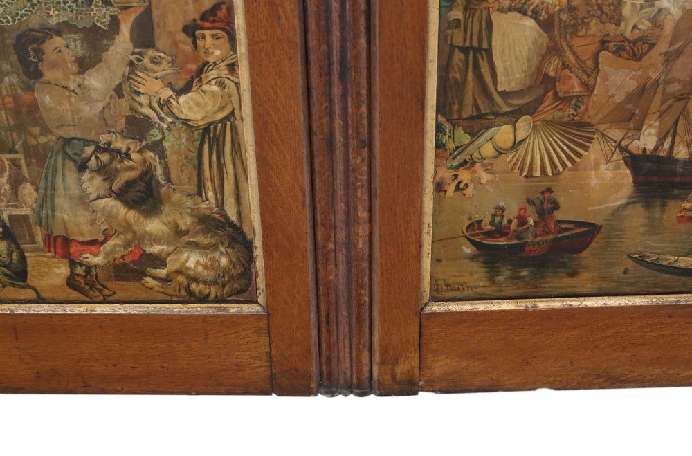 Victorian oak decoupage dressing screen View XVI