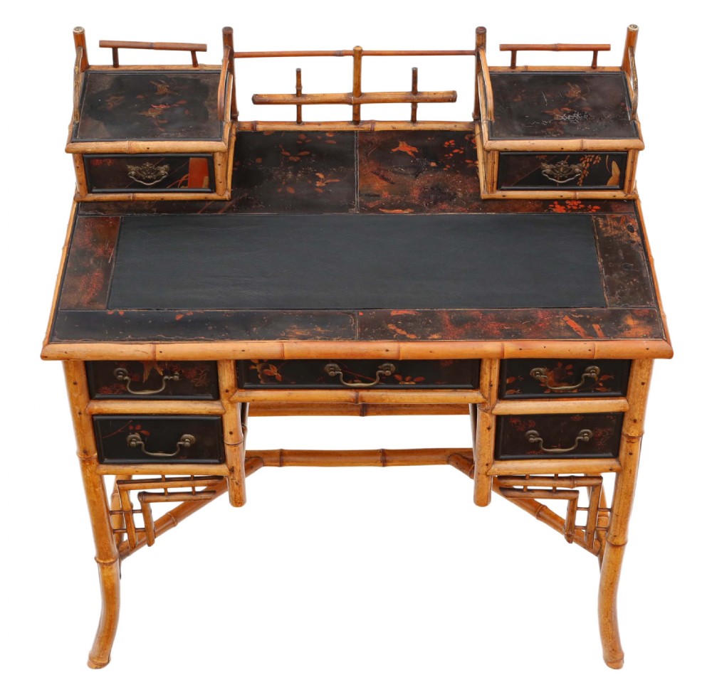 Victorian Chinoiserie bamboo desk or dressing table View III