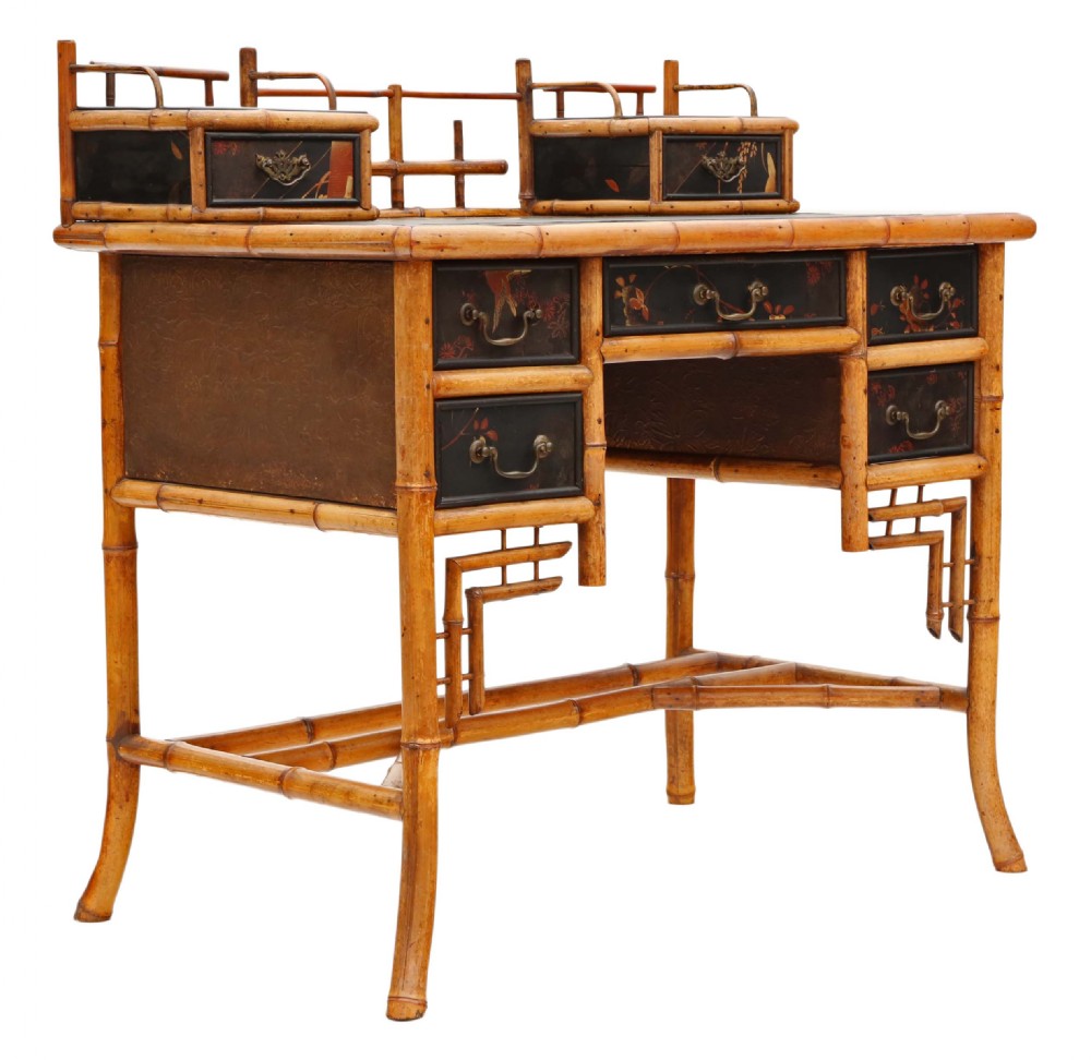 Victorian Chinoiserie bamboo desk or dressing table View IX