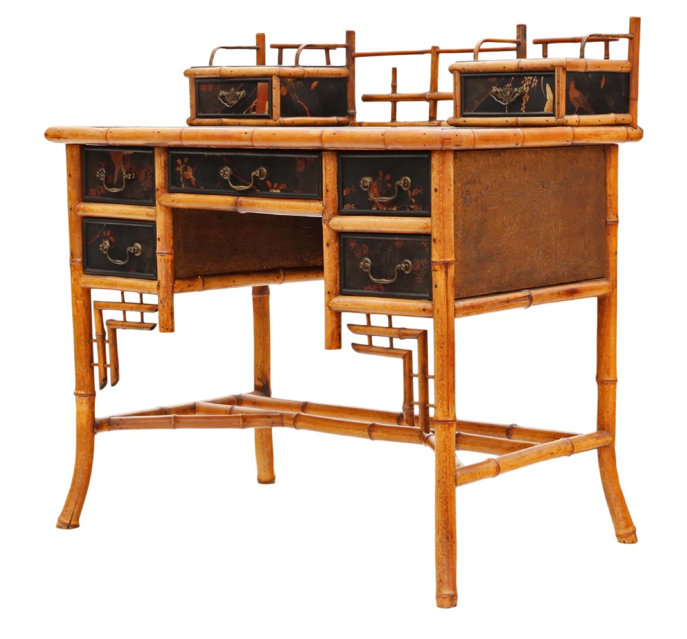 Victorian Chinoiserie bamboo desk or dressing table View X