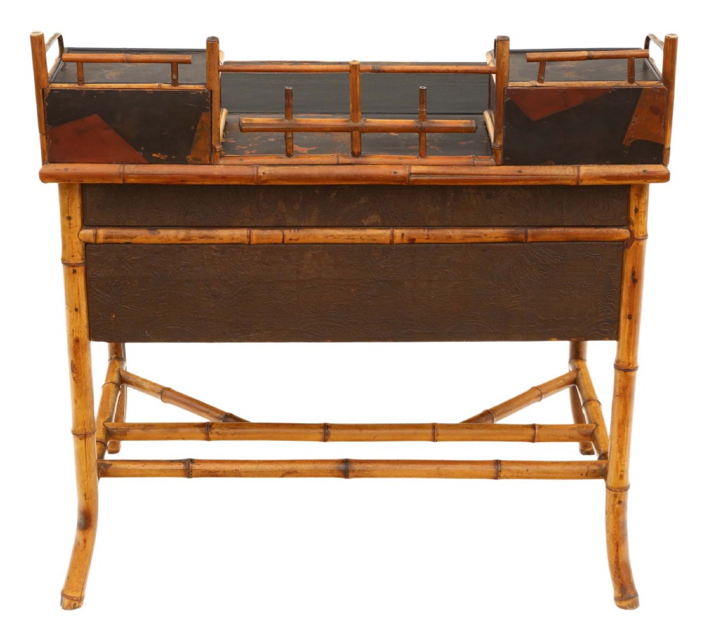 Victorian Chinoiserie bamboo desk or dressing table View XI