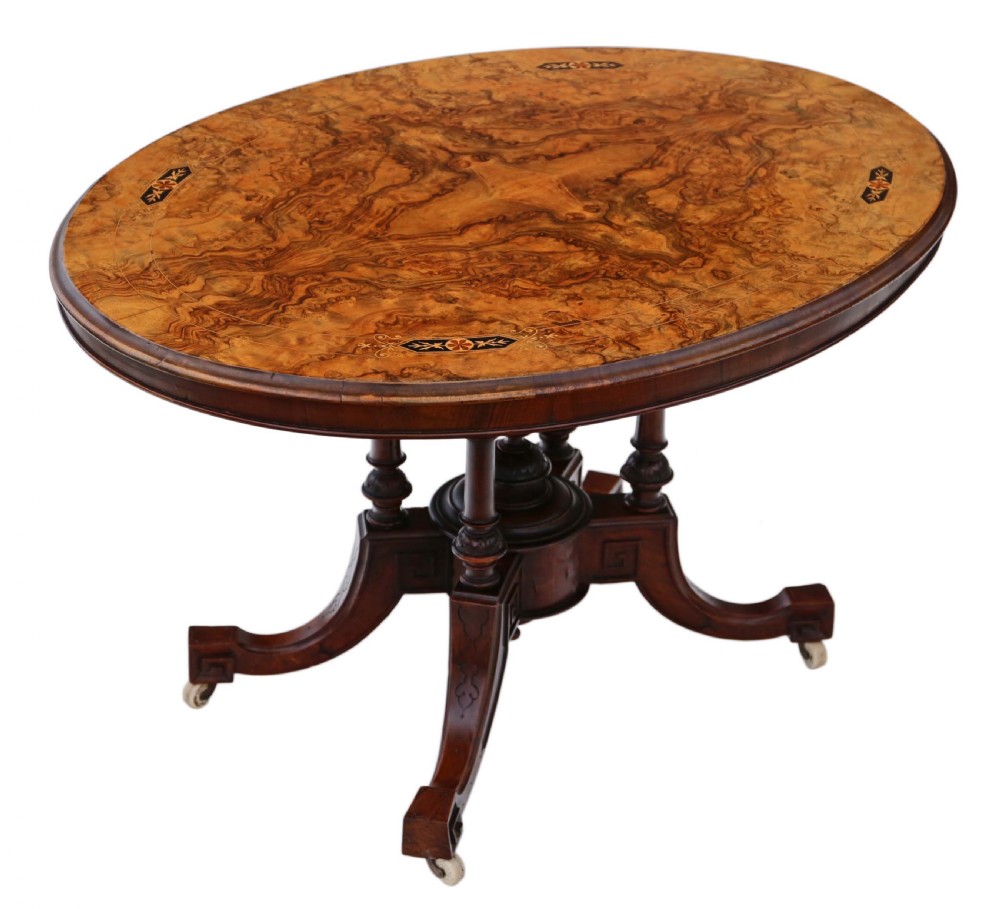 Victorian Aesthetic burr walnut oval loo breakfast table tilt top View VI