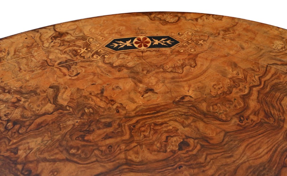 Victorian Aesthetic burr walnut oval loo breakfast table tilt top View VII
