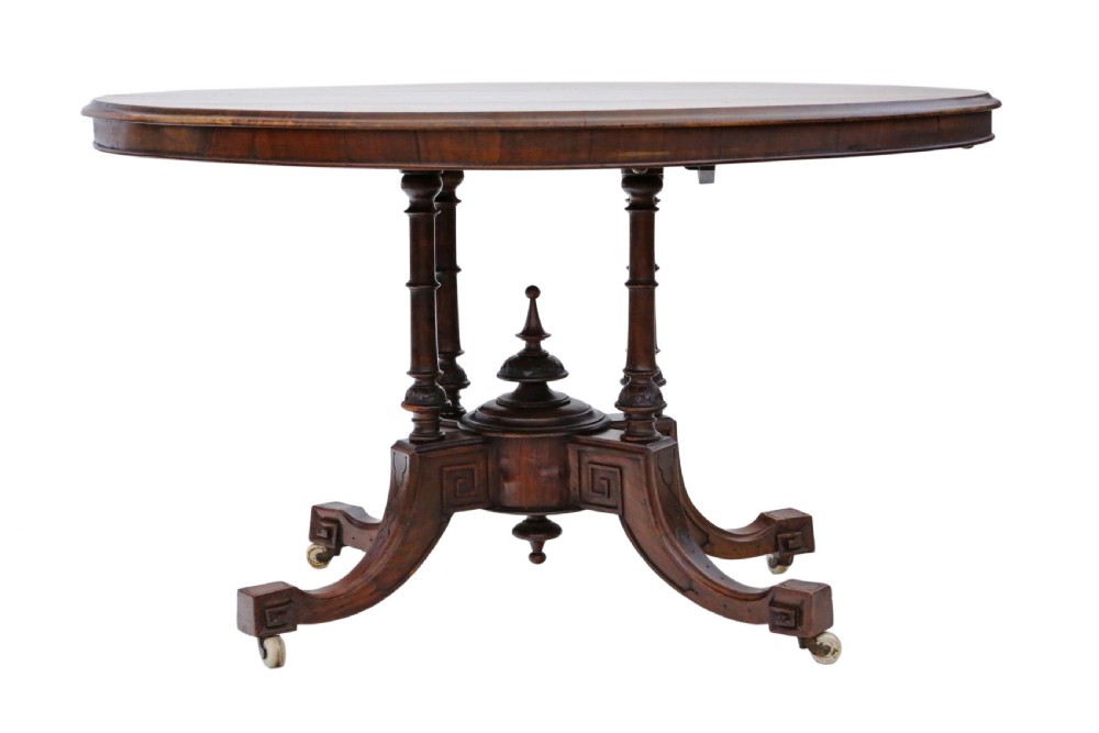 Victorian Aesthetic burr walnut oval loo breakfast table tilt top View IX