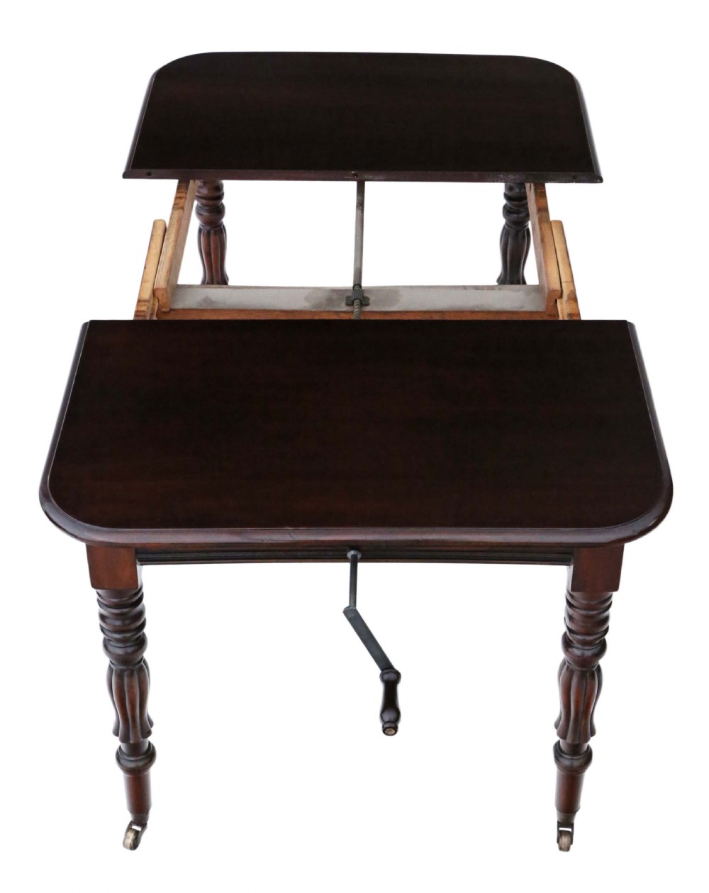 Victorian mahogany wind out extending dining table 5' View IX
