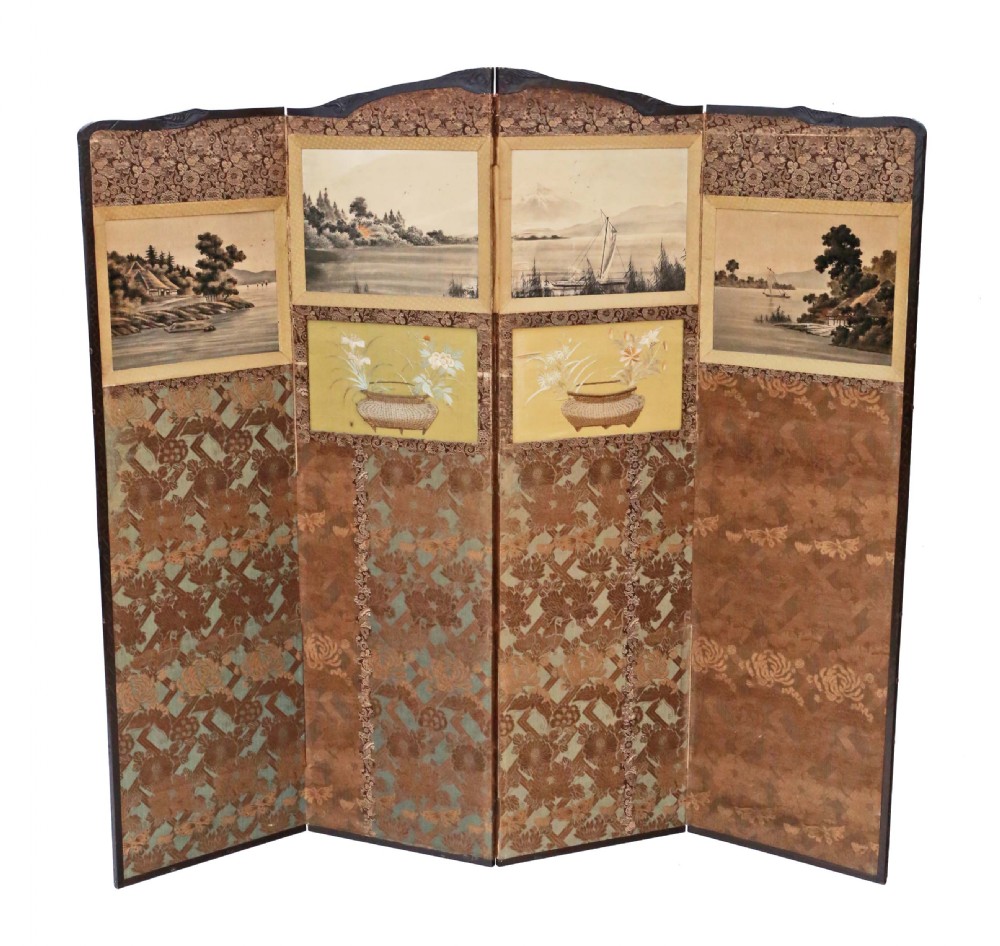Victorian Chinoiserie mahogany dressing screen View II