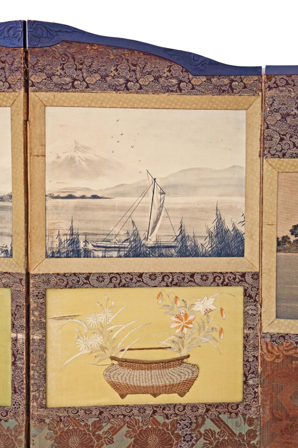 Victorian Chinoiserie mahogany dressing screen View IV