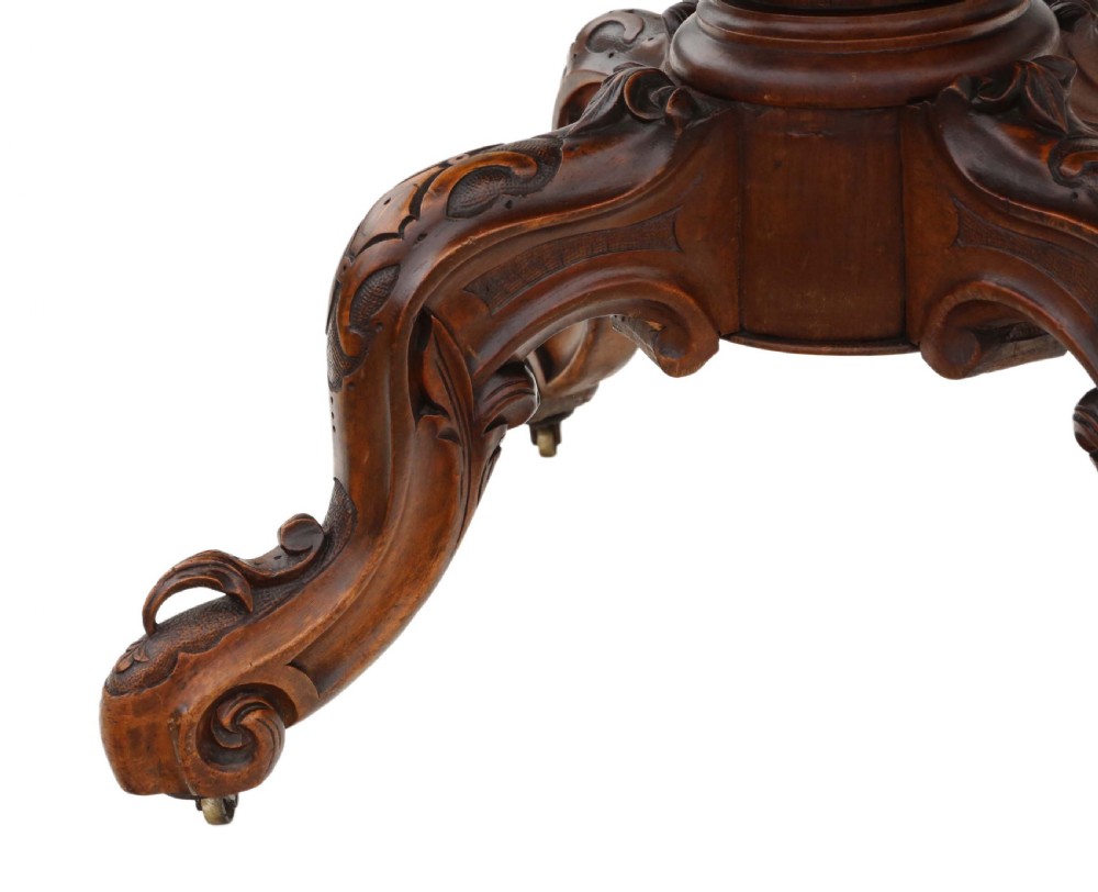 Victorian burr walnut serpentine folding card table View III