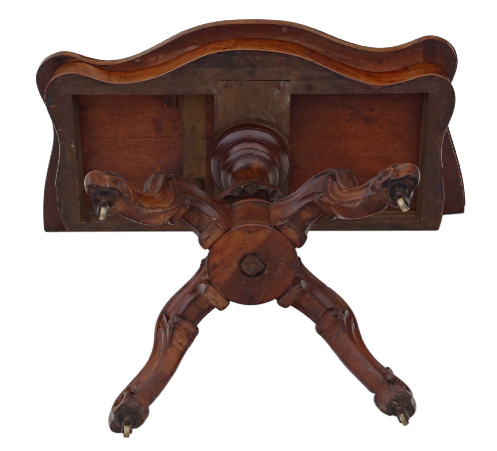 Victorian burr walnut serpentine folding card table View IX