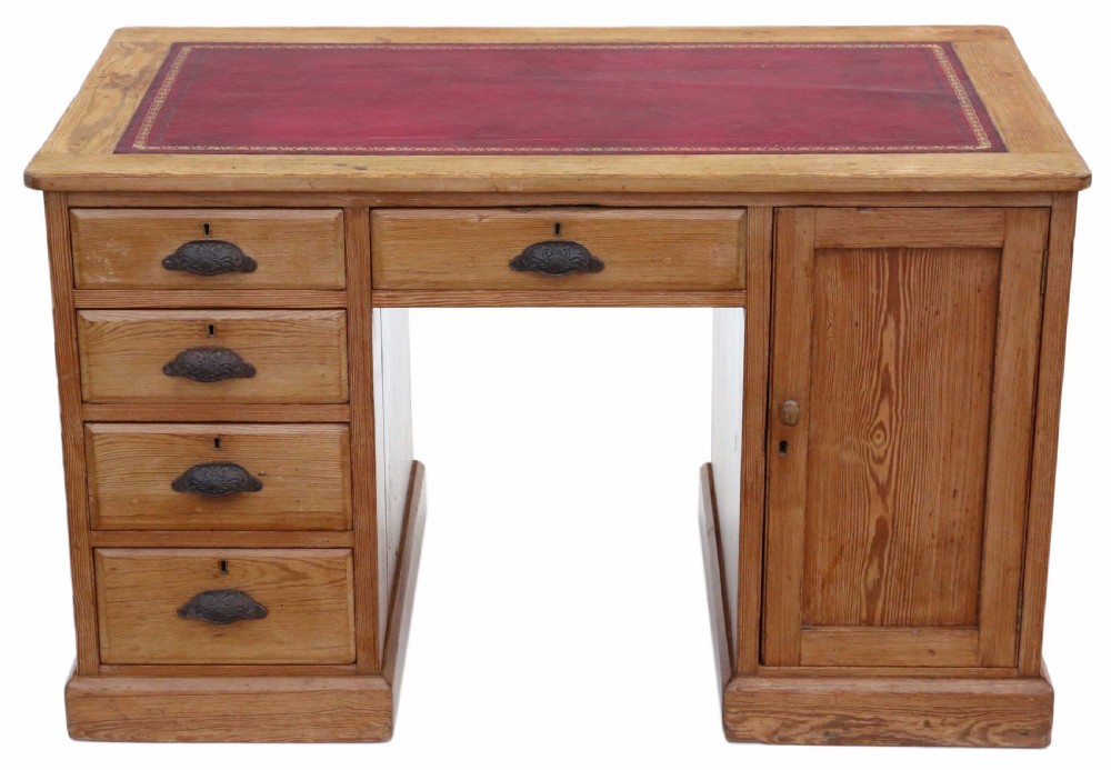 Victorian pine twin pedestal desk