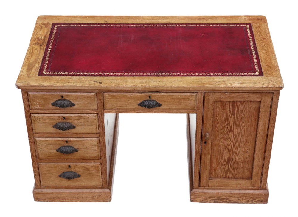 Victorian pine twin pedestal desk View II