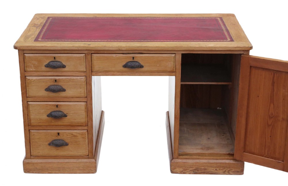 Victorian pine twin pedestal desk View III
