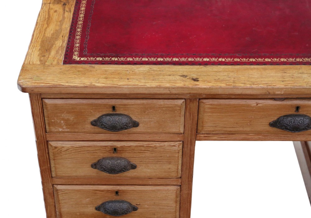 Victorian pine twin pedestal desk View IV