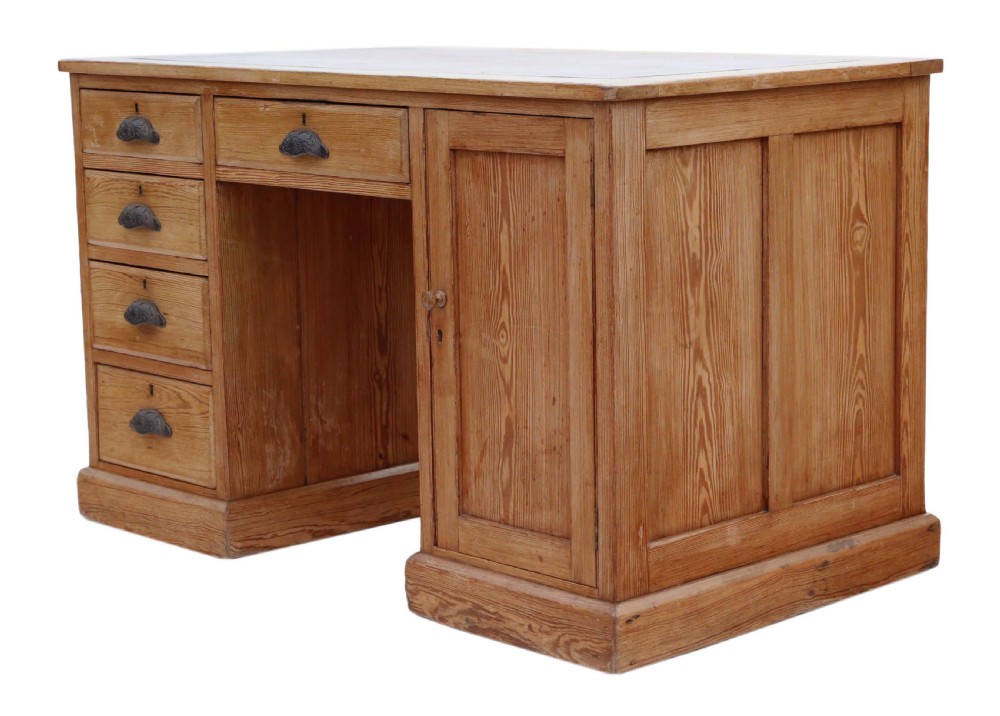 Victorian pine twin pedestal desk View V