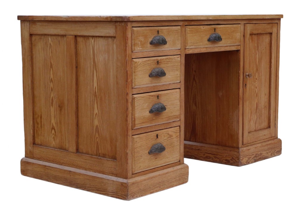 Victorian pine twin pedestal desk View VII