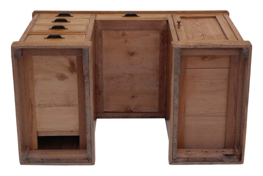 Victorian pine twin pedestal desk View VIII