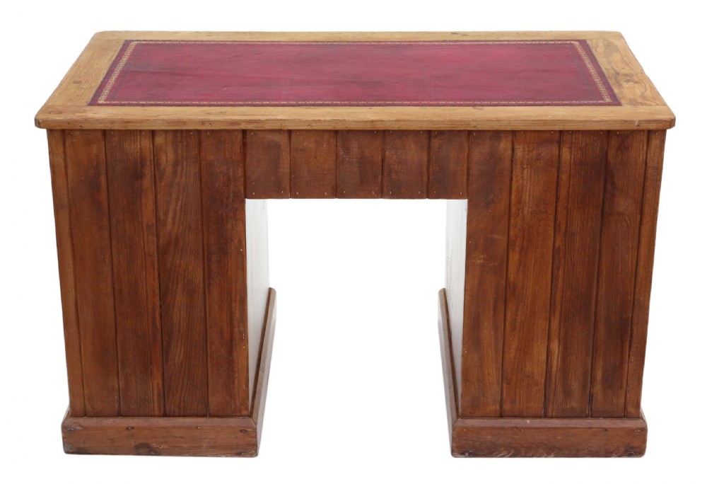 Victorian pine twin pedestal desk View IX