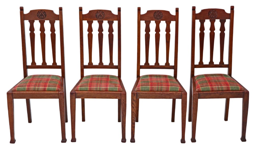 Set of 4 oak dining chairs Art Nouveau