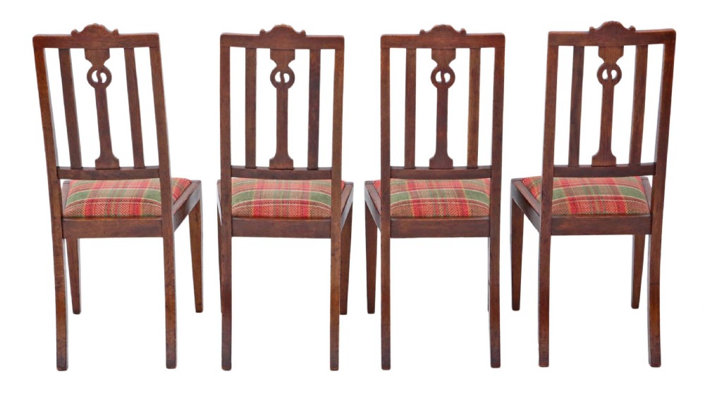 Set of 4 Art Nouveau oak dining chairs View II
