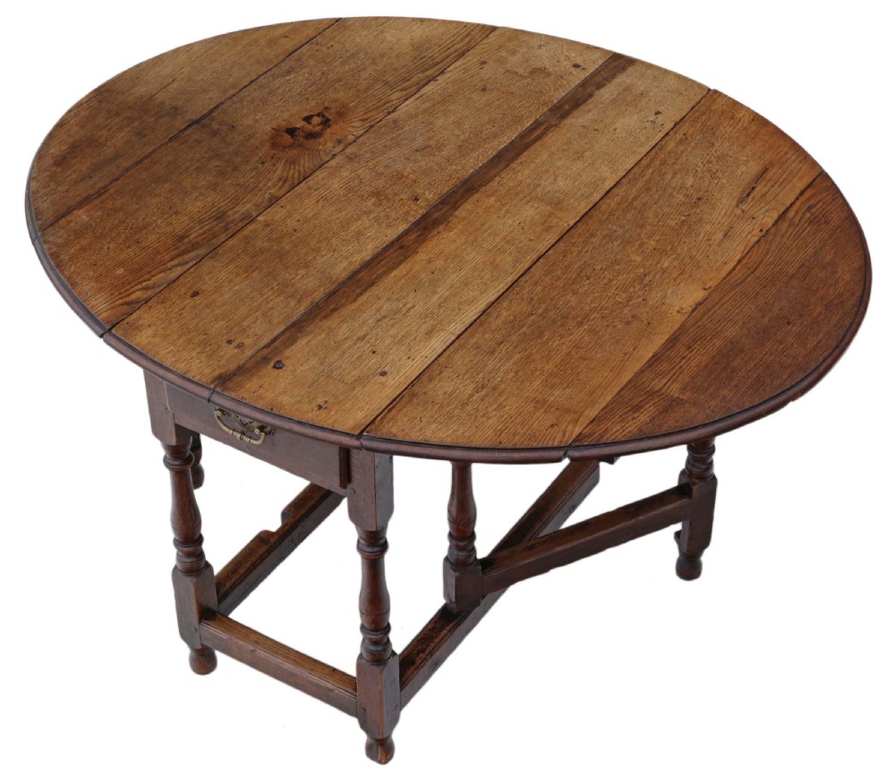 Georgian oak drop leaf gateleg dining table View II
