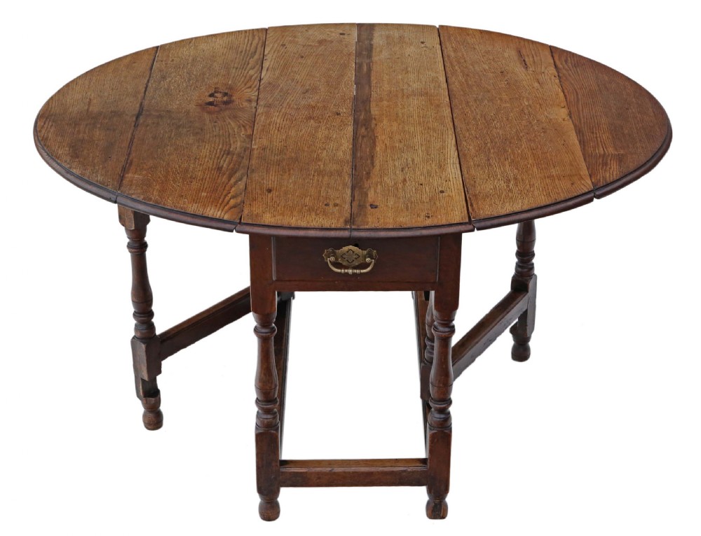 Georgian oak drop leaf gateleg dining table View IV