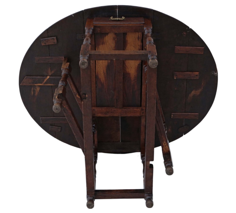 Georgian oak drop leaf gateleg dining table View VIII
