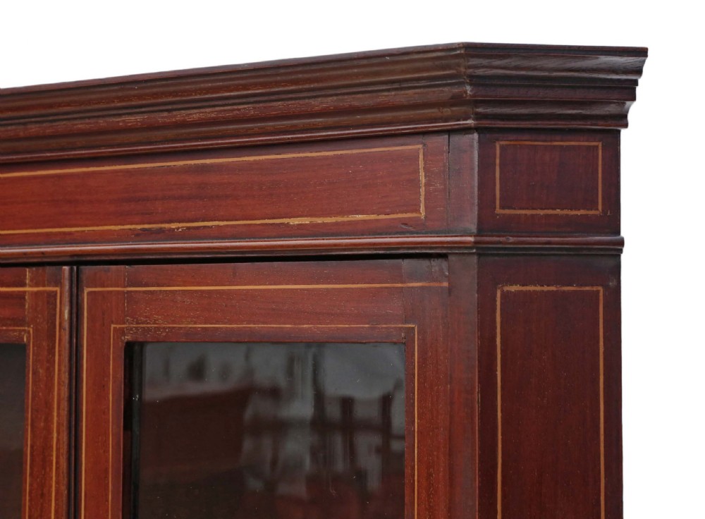 Edwardian inlaid mahogany display corner cabinet View V