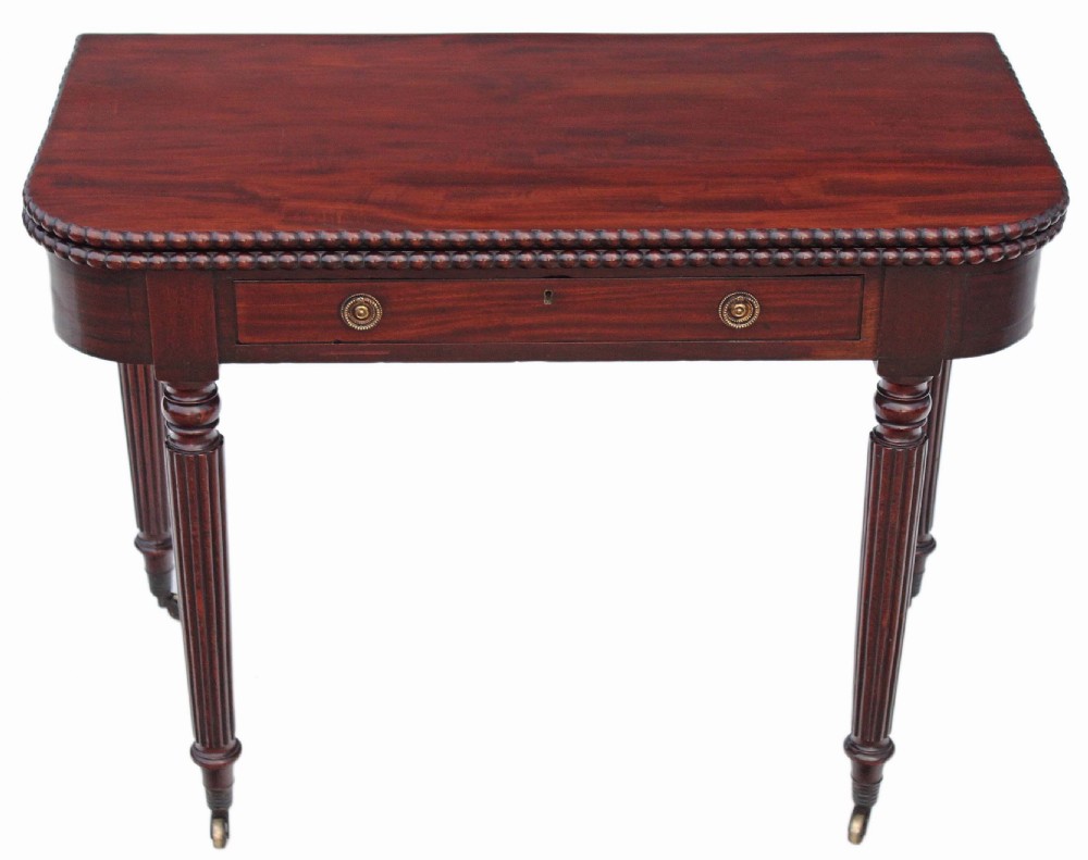 Victorian mahogany folding card tea table View II